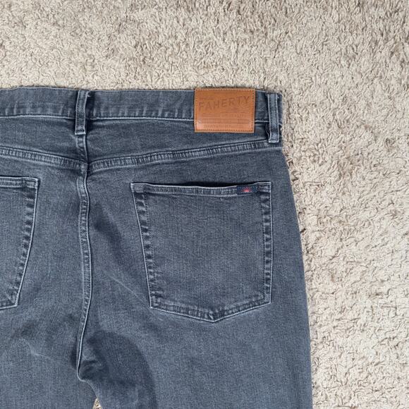 Faherty Men's Stretch Terry 5 Pocket Black Jeans Size 38x34 - Picture 8 of 11